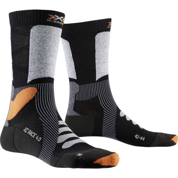 X-SOCKS® X-COUNTRY RACE 4.0 BLACK/STONE GREY MELANGE SIZE 45-47