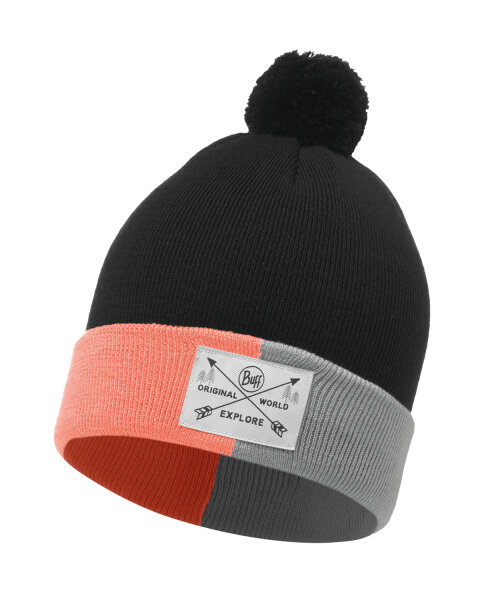 Buff® Knitted Hat Kelda Kinder Bommelmütze Graphite