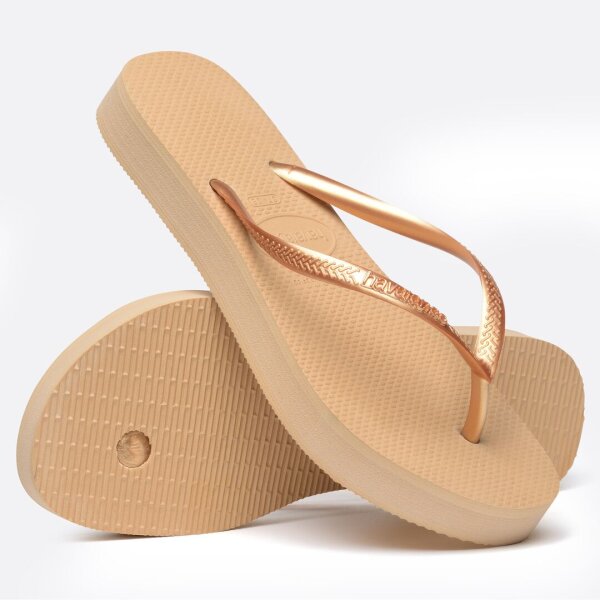 HAVAIANAS SLIM FLATFORM GOLDEN 39/40