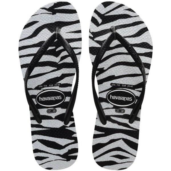 HAVAIANAS SLIM ANIMALS GLITTER BLACK EU:43/44