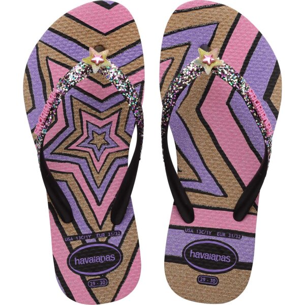 Havaianas KIDS SLIM GLITTER TRENDY BLACK EU:29/30