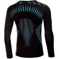 UYN Mens Running ULTRA1 OW Long SL. T-Shirt, Schwarz/Atlantik/Atlantik, Large