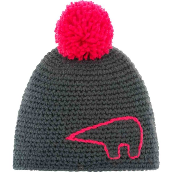 Eisbär Jay Pompon Mütze kids anthrazit/Stick+Pom: diva pink 55