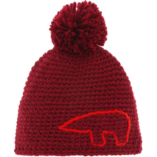 Eisbär Jay Pompon Mütze kids burgund/Stick+Pom:fiery red