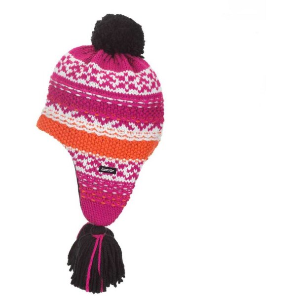 Eisbär Strickmütze Cocoa Ear Pompon Mütze deep pink/white/darkorange