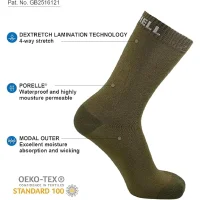 Dexshell Ultra Thin Crew Sock - Olive Green - S