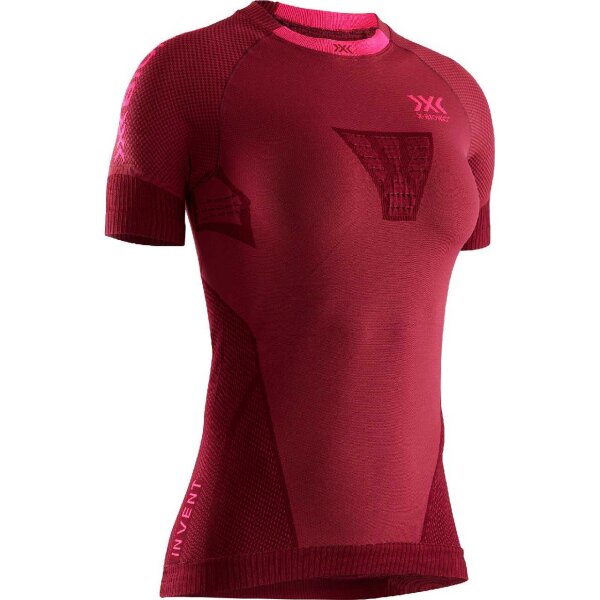 X-BIONIC® INVENT 4.0 RUNNING SHIRT SH SL WMN NAMIB RED/NEON FLAMINGO SIZE S