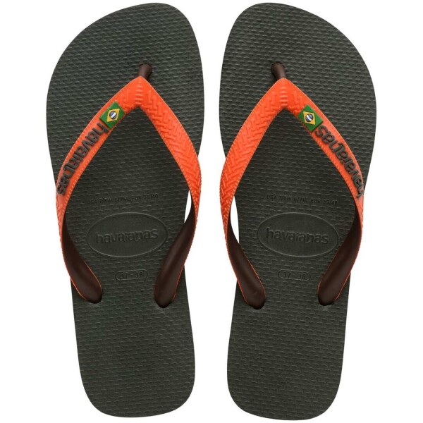 HAVAIANAS BRASIL MIX OLIVE GREEN/SUNSET ORANGE EU:37/38