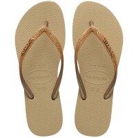 HAVAIANAS SLIM GLITTER II SAND/GOLDEN LIGHT METALIC 35/36