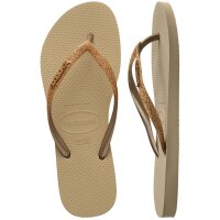 HAVAIANAS SLIM GLITTER II SAND/GOLDEN LIGHT METALIC 35/36