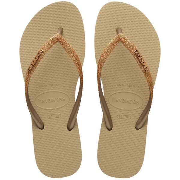 HAVAIANAS SLIM GLITTER II SAND/GOLDEN LIGHT METALIC 37/38