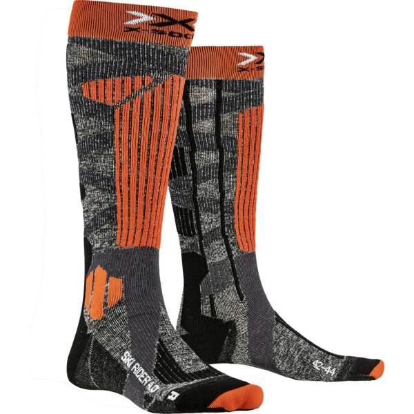 X-SOCKS® SKI RIDER 4.0 STONE GREY MELANGE/X-ORANGE SIZE 42-44